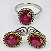 Natural Red Ruby Real 925 Sterling Silver Jewelry Set 9.14 Grams Ring Size 8