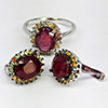 Natural Red Ruby Real 925 Sterling Silver Jewelry Set 9.03 Grams Ring Size 9
