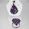 Natural Purple Amethyst Real 925 Sterling Silver Jewelry Set 13.54 Grams Ring Size 8.5