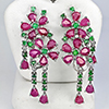 Natural Emerald And Ruby Real 925 Sterling Silver Jewelry Earring 12.96 Grams