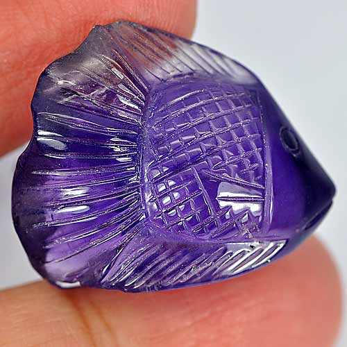 38.87 Ct. Pretty Carving Fish Natural Violet Amethyst Brazil