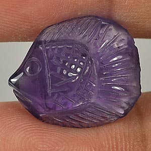 7.22 Ct. Good Natural Violet Amethyst Brazil Carving Fish Unheated