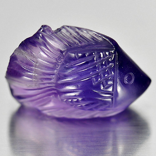 7.78 Ct. Fish Carving Natural Violet Amethyst Gemstone Unheated