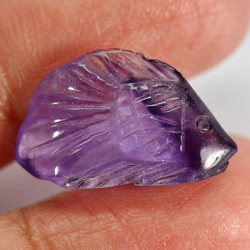 6.81 Ct. Fish Carving Natural Gemstone Violet Amethyst From Brazil