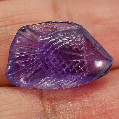 7.11 Ct. Fish Carving Natural Gemstone Violet Amethyst From Brazil