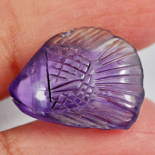 8.41 Ct. Fish Carving Natural Gemstone Violet Amethyst From Brazil