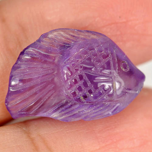 8.81 Ct. Delightful Natural Violet Amethyst Fish Carving Unheated
