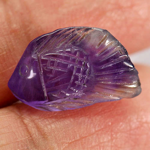 7.08 Ct. Fish Carving Natural Gemstone Violet Amethyst From Brazil
