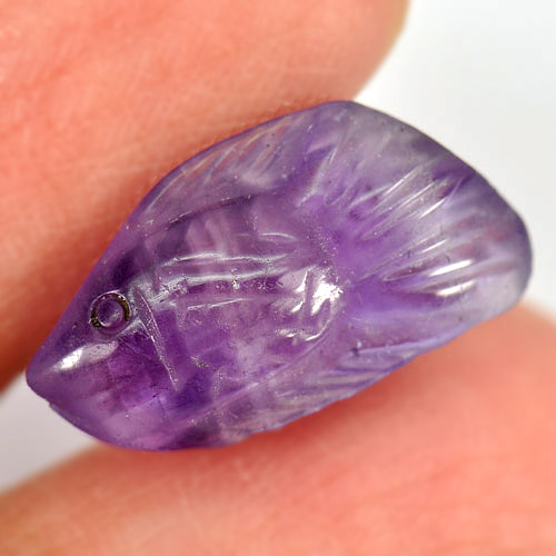 7.36 Ct. Good Fish Carving Natural Gem Purple Amethyst From Brazil