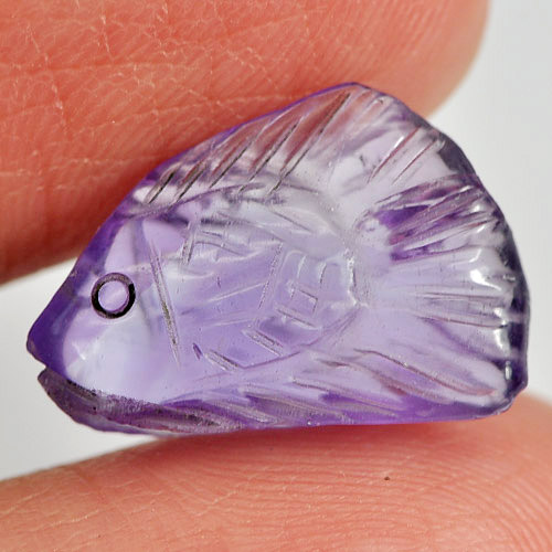 Purple Amethyst 4.95 Ct. Fish Carving 15.9 x 10 Mm. Natural Gem From Brazil
