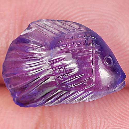 6.62 Ct. Fish Carving Natural Gem Violet Amethyst Good Color