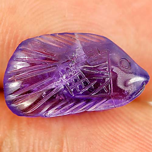 4.95 Ct. Lovely Natural Gem Violet Fish Carving Amethyst Unheated