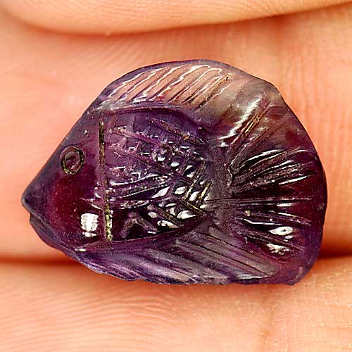7.31 Ct. Fish Carving Natural Gem Violet Amethyst From Brazil