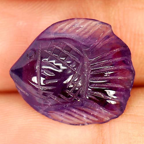 7.28 Ct. Fish Carving Natural Gem Violet Amethyst From Brazil