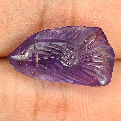 7.30 Ct. Attractive Natural Gem Violet Fish Carving Amethyst Brazil