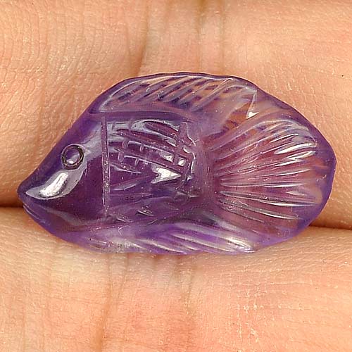7.75 Ct. Lovely Natural Gem Violet Fish Carving Amethyst Unheated