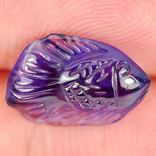 Nice Natural Gem 3.25 Ct. Fish Carving Violet Amethyst Unheated