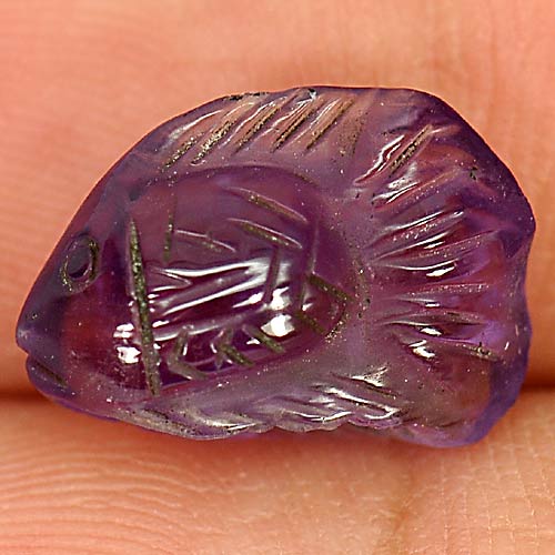 3.80 Ct. Fish Carving Natural Gemstone Violet Amethyst Unheated