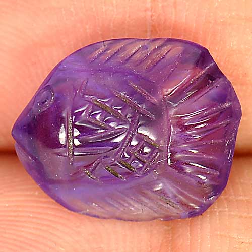 Nice Natural Gem 4.53 Ct. Fish Carving Violet Amethyst From Brazil