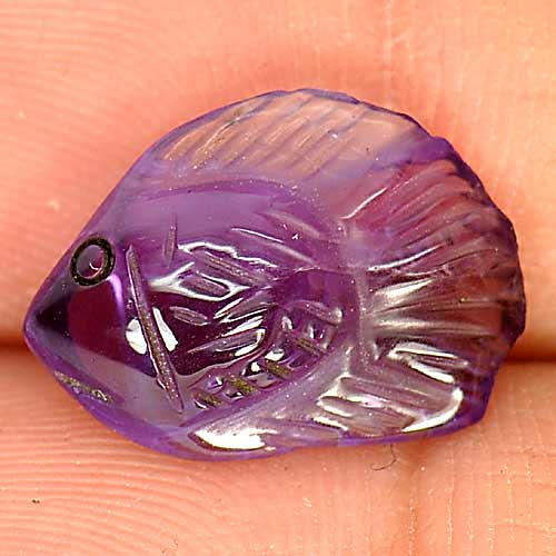 4.12 Ct. Beauteous Fish Carving Natural Gem Violet Amethyst Brazil