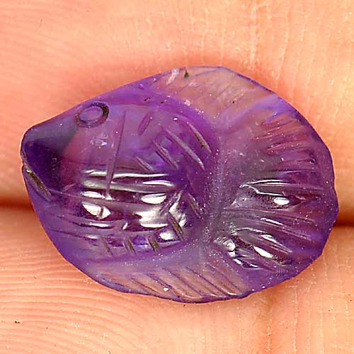Natural Gem 4.02 Ct. Nice Fish Carving Violet Amethyst Unheated