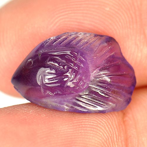 5.94 Ct. Alluring Fish Carving Natural Gem Violet Amethyst Brazil