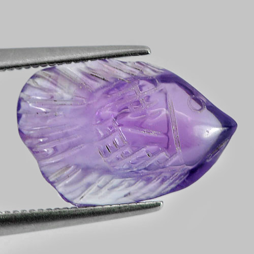 Purple Amethyst 4.02 Ct. Fish Carving 15.7 x 10.6 Mm. Natural Gemstone Unheated