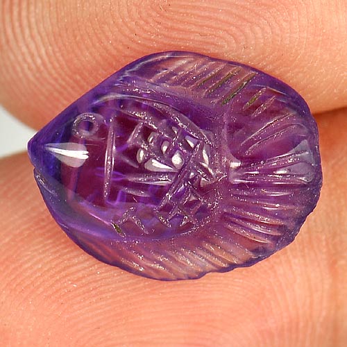 4.61 Ct. Beautiful Fish Carving Natural Gem Violet Amethyst From Brazil