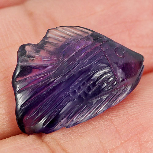 Natural Gemstone 6.10 Ct. Fish Carving Violet Amethyst Unheated