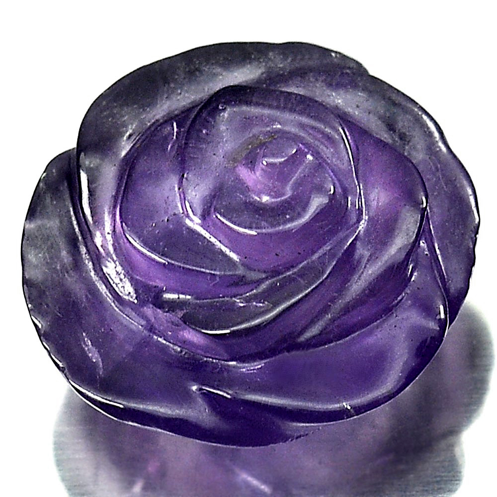 Purple Amethyst 12.00 Ct Flower Carving 16.5 x 15.4 Mm Natural Gemstone Unheated