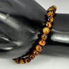 40.62 Ct. Natural Yellow Brown Color Tigers Eye Beads Bracelet Length 6 Inch.