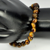 51.26 Ct. Natural Yellow Brown Color Tigers Eye Beads Bracelet Length 7 Inch.