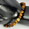 51.00 Ct. Round Cabochon 6.5 mm. Natural Brown Tigers Eye Beads Bracelet 7 Inch.