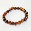 89.71 Ct. Natural Yellow Brown Color Tigers Eye Beads Bracelet Length 6 Inch.