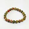 Natural Party Color Unakite 112.52 Ct. Round Cab Beads Bracelet Length 7 Inch