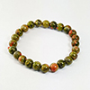 Natural Party Color Unakite 88.02 Ct. Round Cab Beads Bracelet Length 7 Inch