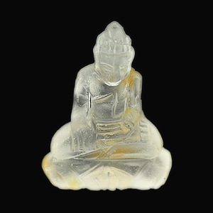 Unheated 68.93 Ct. Buddha Carving Natural Yellow White Quartz United State