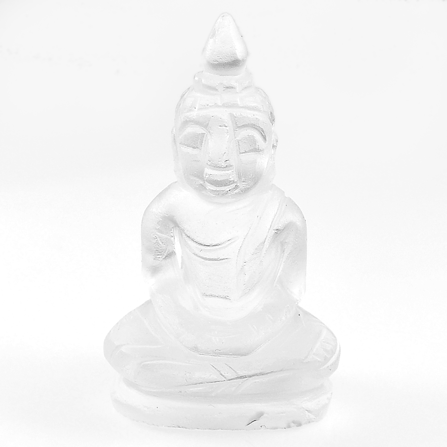 Unheated 56.96 Ct. Natural Gemstone White Quartz Buddha Carving Size 40 x 21 Mm.