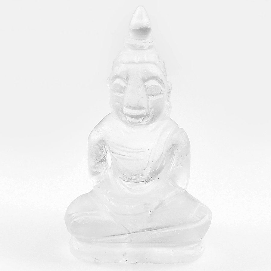 52.80 Ct. Natural Gemstone White Quartz Buddha Carving Size 38 x 22 Mm.