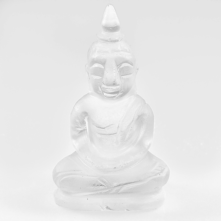 52.11 Ct. Natural White Quartz Buddha Carving Size 38 x 22 Mm.
