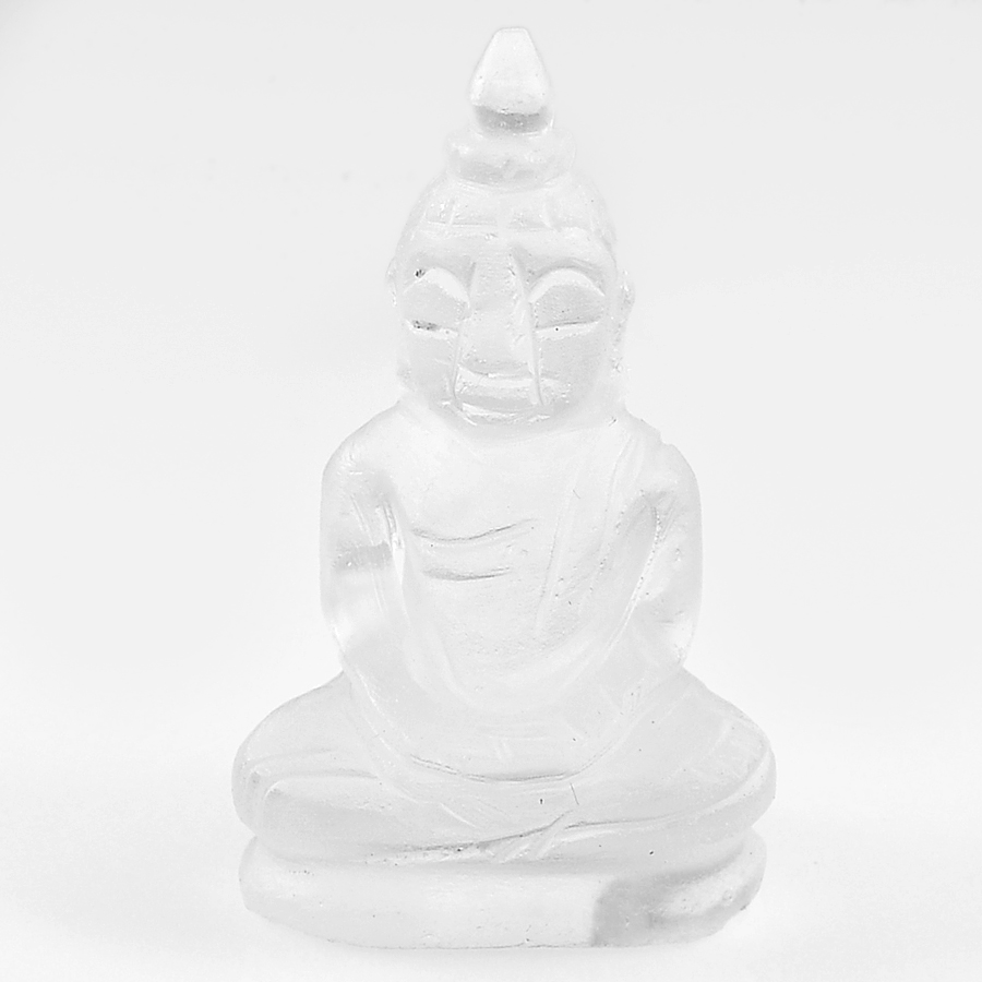 Unheated 54.33 Ct. Natural Gemstone White Quartz Buddha Carving Unheated