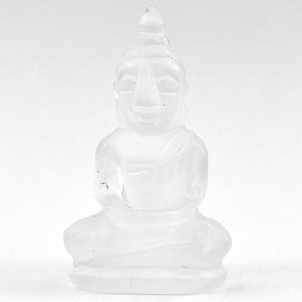 56.13 Ct. Delightful Natural White Quartz Buddha Carving Size 39 x 22 Mm.