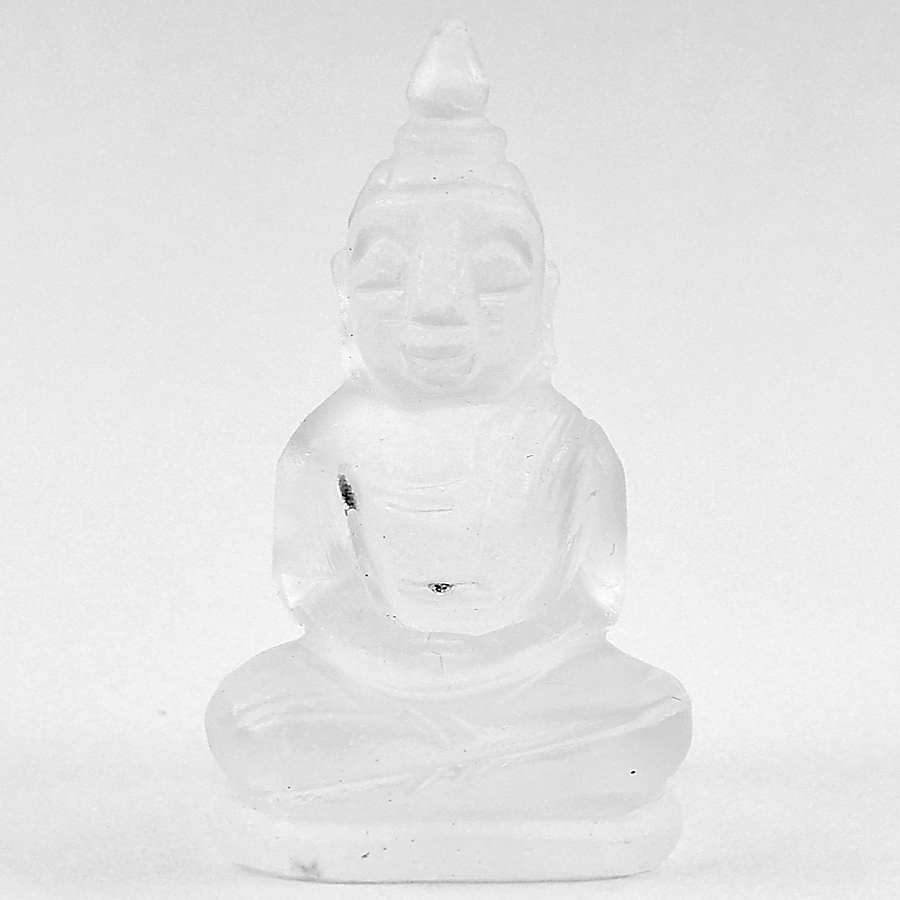 White Quartz 53.51 Ct. Buddha Carving 38 x 21 Mm. Natural From Thailand Unheated