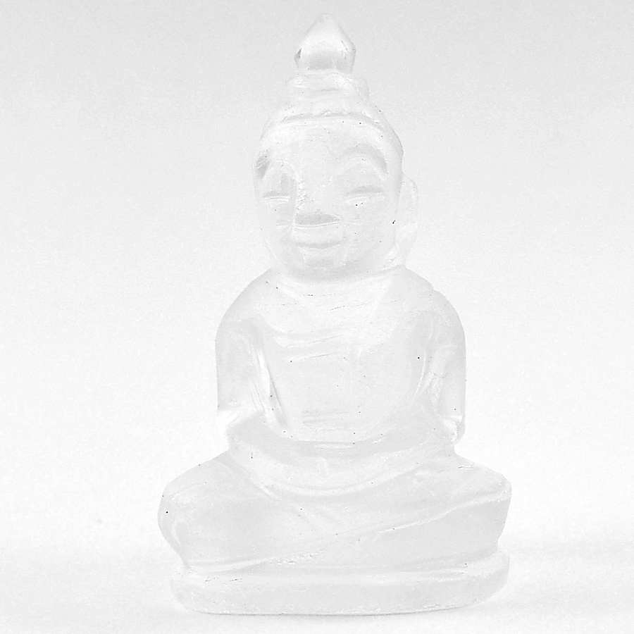 White Quartz 53.55 Ct. Buddha Carving 37 x 21 Mm. Natural Thailand Unheated