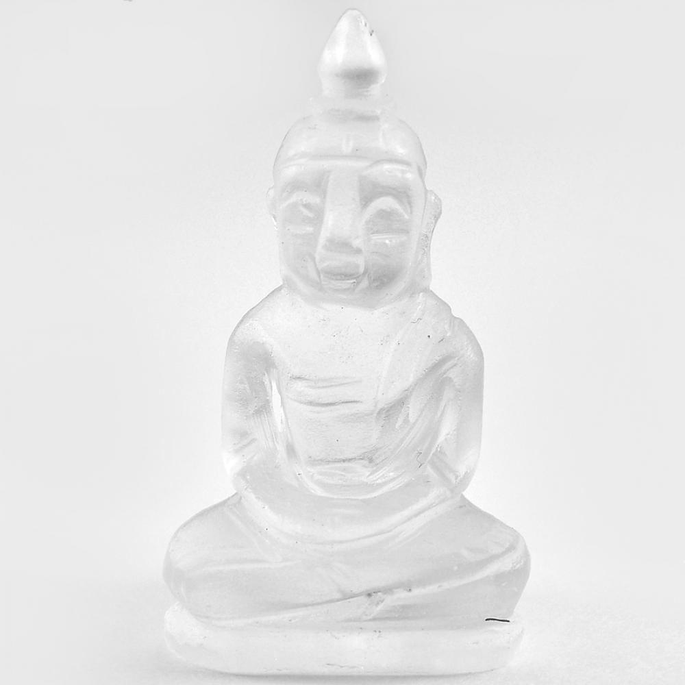 Delightful 63.11 Ct. Gem Natural White Quartz Buddha Carving 42 x 23 x 17 Mm.
