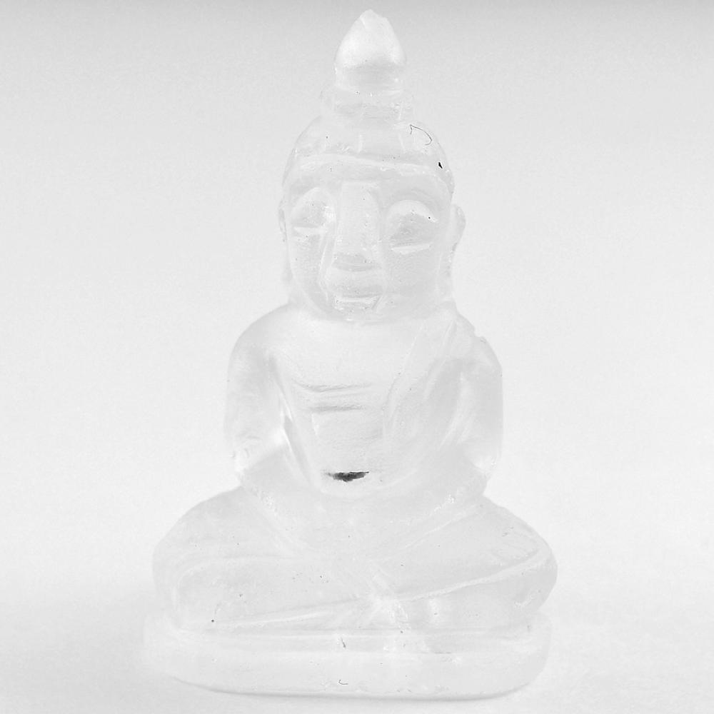 Unheated Gemstone 55.22 Ct. Natural White Quartz Buddha Carving 37 x 22 x 17 Mm.