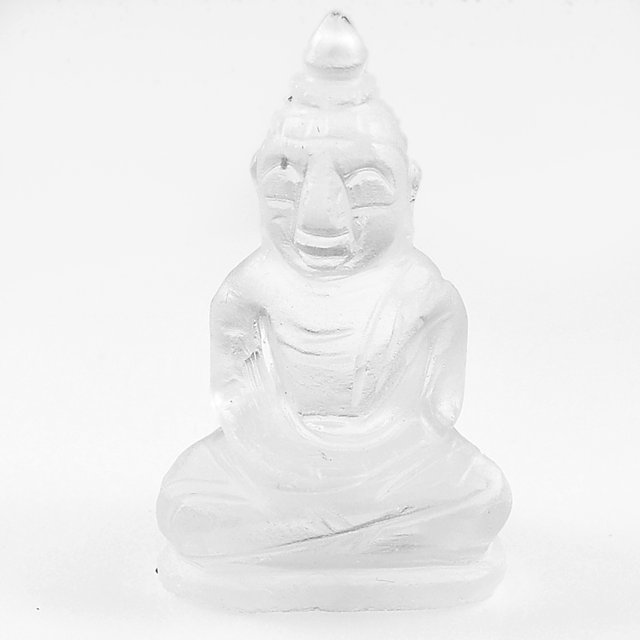 Unheated 53.55 Ct. Natural Gemstone White Quartz Buddha Carving