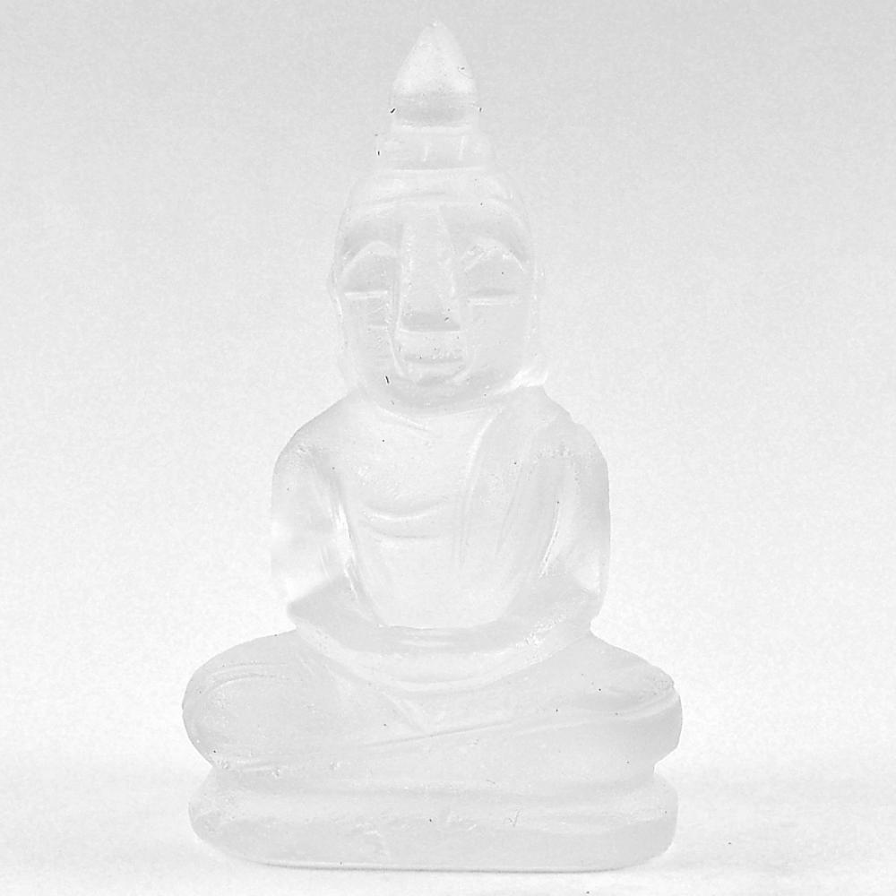 White Quartz 52.50 Ct. Buddha Carving 37 x 21 Mm. Natural From Thailand Unheated