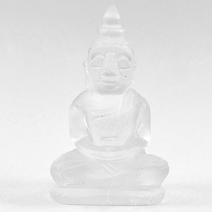 Unheated 59.17 Ct. Lovely Natural White Quartz Buddha Carving Size 38 x 22 Mm.