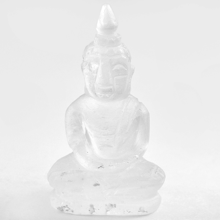 Unheated 51.87 Ct. Nice Natural White Quartz Buddha Carving 40 x 21 x 16 Mm.